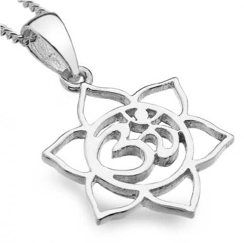 PENDANT LOTUS AND OM  STERLING SILVER