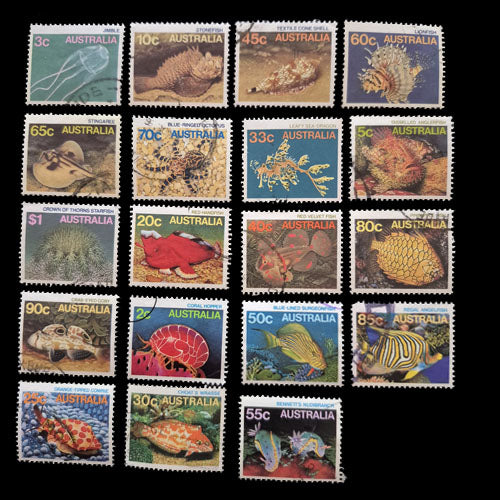 AUSTRALIA 19885-6 MARINE LIFE  SET OF 19 FU