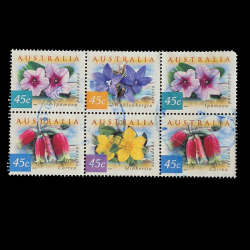 AUSTRALIA 1999 COASTAL FLOWERS SE-TENANT B6 FU