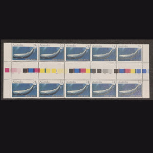 AUSTRALIA 1982 24c SPERM WHALE MNH GUTTER STRIP OF 10