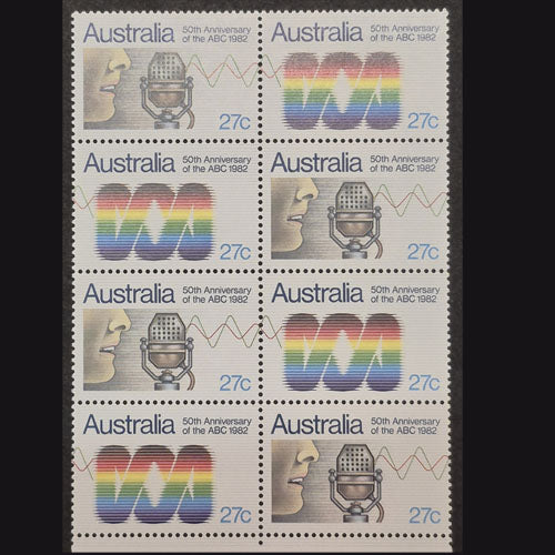 AUSTRALIA 1982 27c ANNIV OF ABC MNH BLOCK OF 8