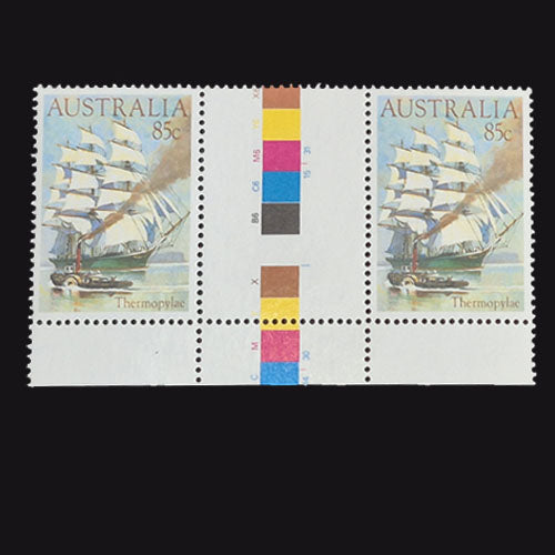 AUSTRALIA 1984 85c THERMOPYLAE MNH GUTTER PR