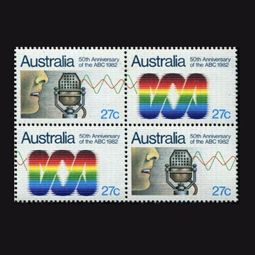 AUSTRALIA 1982 27c ANNIV OF ABC MNH BLOCK OF 4