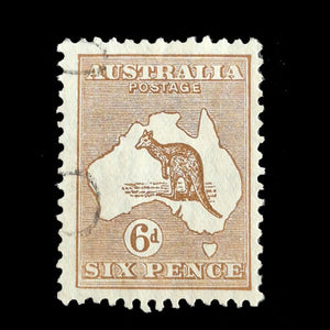 AUSTRALIA 1929 6d BROWN ROO  FU