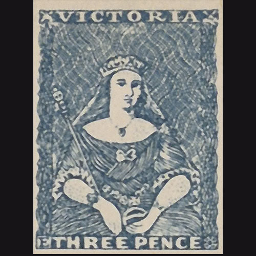 VICTORIA 1850 3d BLUE Q VIC JEFFREY'S FORGERY UNSED