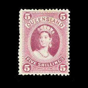 QUEENSLAND 1886 5/- ROSE Q VIC MH