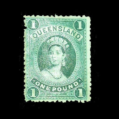 QUEENSLAND 1886 1 POUND GREEN Q VIC MINT