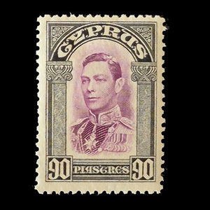 CYPRUS 1938 90pia BLACK/PURPLE KGVI MNH