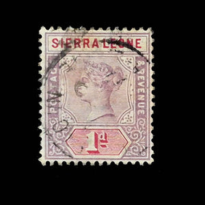 SIERRA LEONE 1896 1d CARMINE/LILAC Q. VIC GU