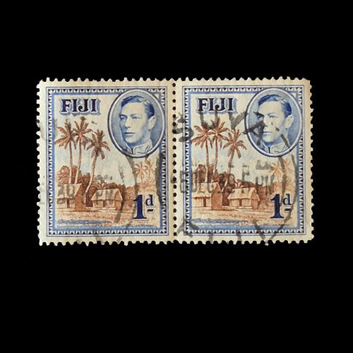 FIJI 1938 1d BLUE/BROWN MOTIFS FU PR