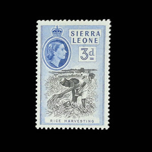 SIERRA LEONE 1956 3d BLUE/BLACK QEII LANDSCAPE MH