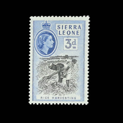 SIERRA LEONE 1956 3d BLUE/BLACK QEII LANDSCAPE MH