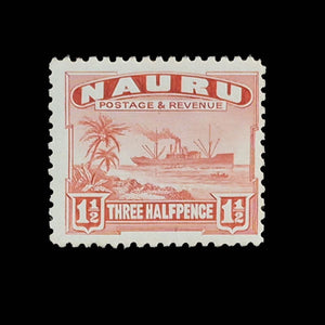 NAURU 1937 1 1/2d RED COASTLINE MH