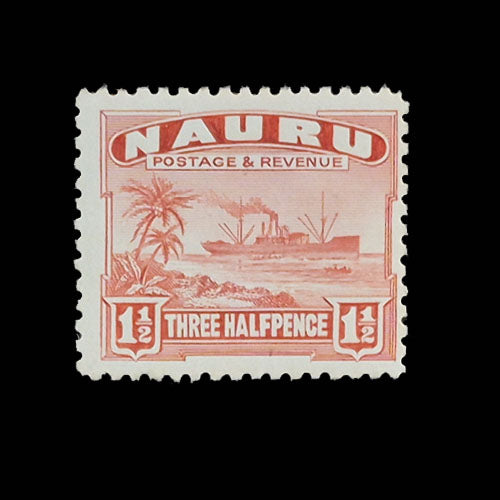 NAURU 1937 1 1/2d RED COASTLINE MH