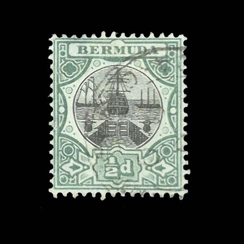 BERMUDA 1902 1/2d GREEN/BLACK DRY DOCK FU