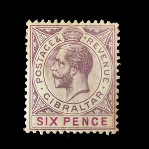 GIBRALTAR 1912 6d VIOLET KGV MH