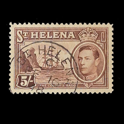 ST HELENA 1938  5/- BROWN  KGVI FU