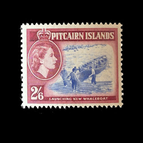 PITCAIRN IS 1957 2/6d RED/BLUE QEII VIEWS MNH