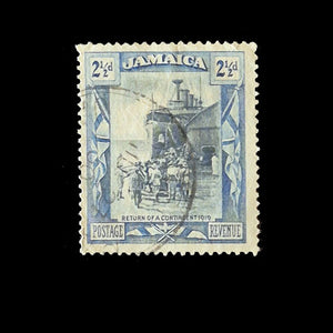 JAMAICA 1920 2 1/2d BLUE/BROWN MOTIFS USED