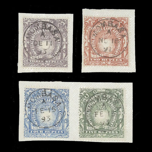 BRITISH EAST AFRICA 1890 BLUE LIBERTY & LIGHT SET (4) FU