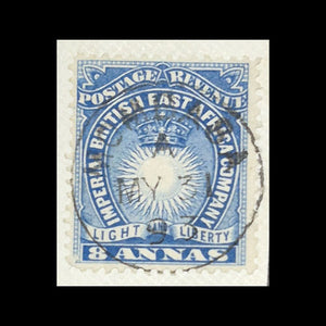 BRITISH EAST AFRICA 1890 8A BLUE LIBERTY & LIGHT FU