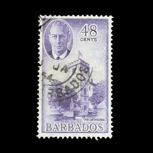 BARBADOS 1950 48c PURPLE MOTIF FU