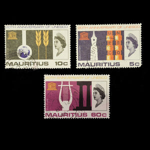 MAURITIUS 1966 ANNIV OF UNESCO SET (3) FU