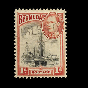 BERMUDA 1938 1d RED/BLACK KGVI FU