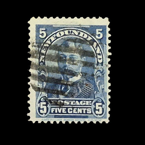 NEWFOUNDLAND 1897 5c BLUE ROYAL FAMILY USED