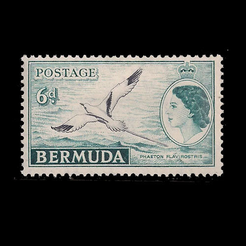 BERMUDA 1953 6d GREEN QEII/PHAETON MH