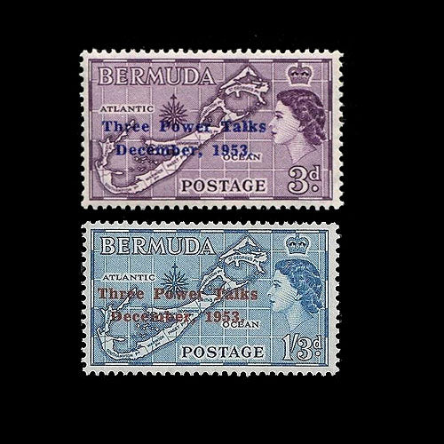 BERMUDA 1953 THREE POWER TALKS SET (2) OVERPRINT MH