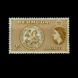 BERMUDA 1953 2/-BROWN QEII/ST GEORGE MH