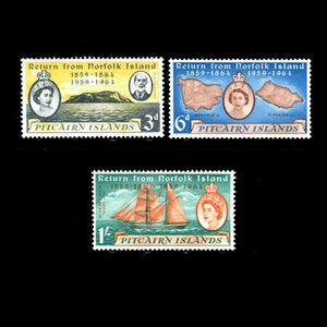 PITCAIRN IS 1961 ANNIV OF PITCAIRN IS SET (3)  MH