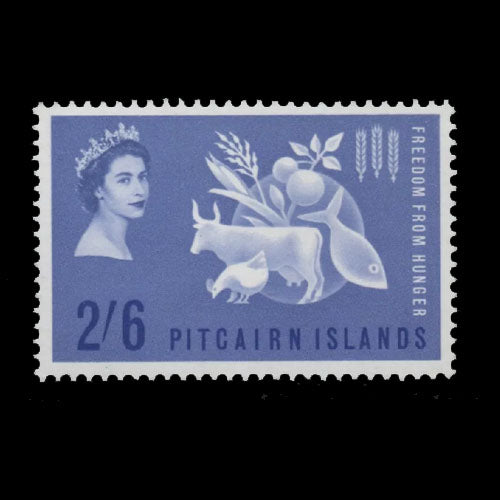 PITCAIRN IS 1963 2/6d BLUE FREEDOM FROM HUNGER  MH