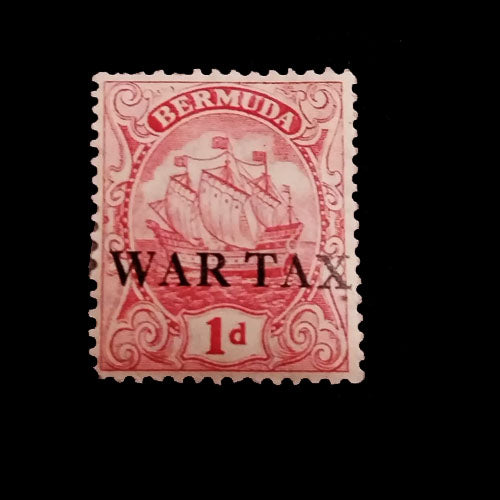 BERMUDA 1918 1d RED CARAVEL O'PRINTED 'WAR TAX' MH