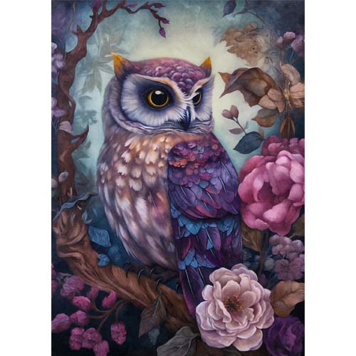 GREETING CARD Purple Owl