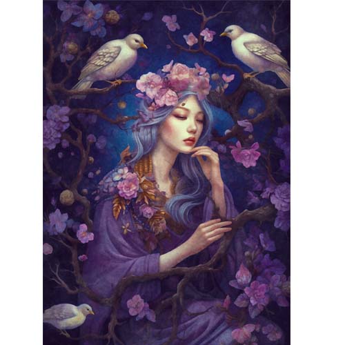 GREETING CARD Heliotrope Doves