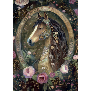 GREETING CARD Floral Horse 8