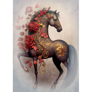 GREETING CARD Floral Horses 3