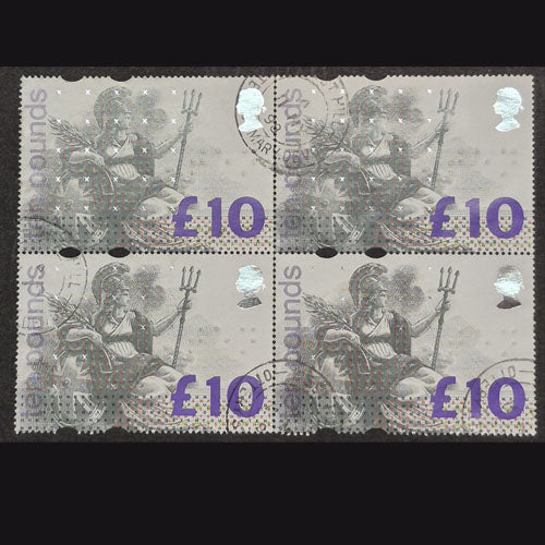 GREAT BRITAIN 1993 10 POUND BRITANNIA FU BLOCK OF 4