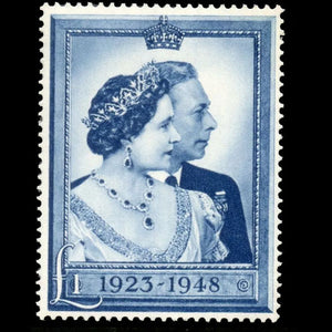 GREAT BRITAIN 1948 1 POUND BLUE 25TH ANNIV OF ROYAL WEDDING MNH