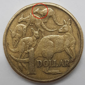 1984 1 dollar Australian coin Roo Cud Error