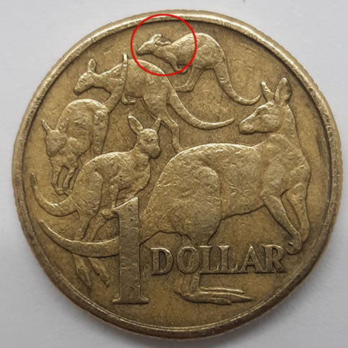 1984 1 dollar Australian coin Roo Cud Error