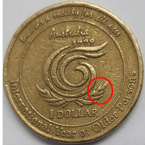 1999 1 dollar Australian coin Older Persons with Leaf Cud