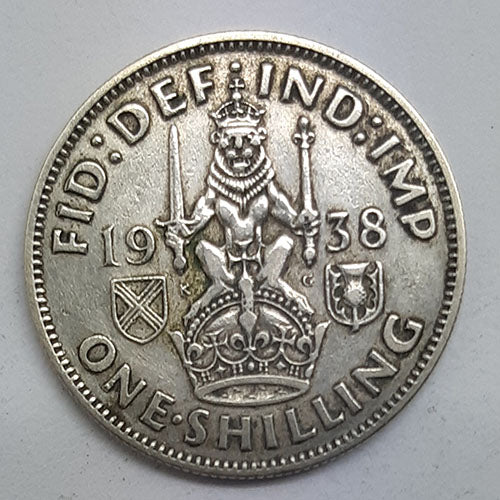 1938 GREAT BRITAIN 1 SHILLING SILVER GEORGE VI