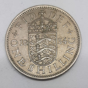 1954 GREAT BRITAIN 1 SHILLING SILVER QE11