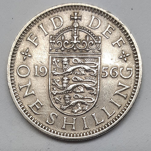 1956 GREAT BRITAIN 1 SHILLING SILVER QE11