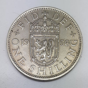 1956 GREAT BRITAIN 1 SHILLING SILVER QE11 SCOTTISH REVERSE