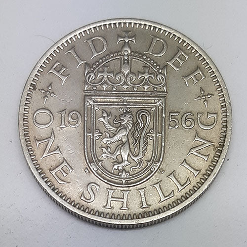 1956 GREAT BRITAIN 1 SHILLING SILVER QE11 SCOTTISH REVERSE