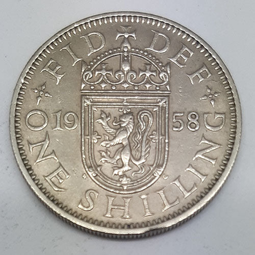 1958 GREAT BRITAIN 1 SHILLING SILVER QE11